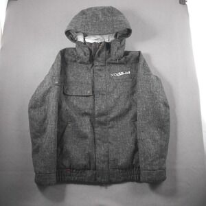 Y2K Volcom Opus Snowboard Jacket Mens S Charcoal Grey Heathered Pink Insulated